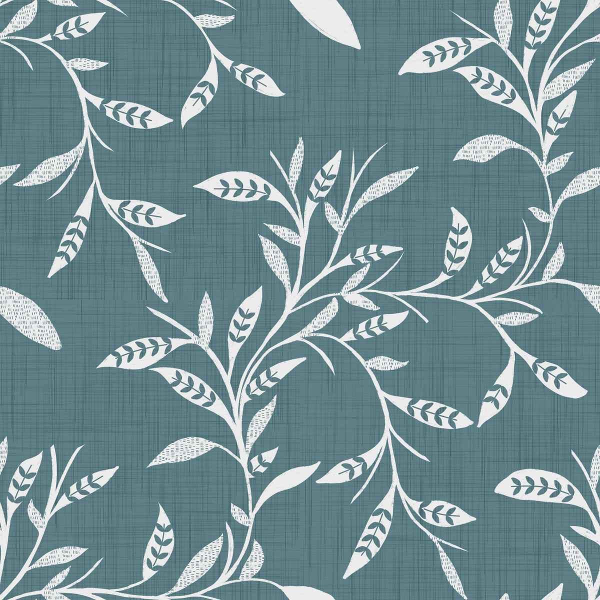 Cozy Scandi Folk Leaf Vine Nordic Blue Grey - Craft Blender Wallpaper⁠ in your room