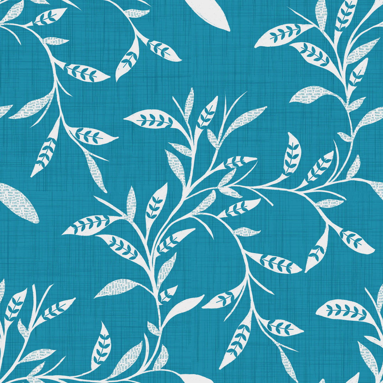 Cozy Scandi Folk Leaf Vine Nordic Teal - Craft Blender Wallpaper⁠