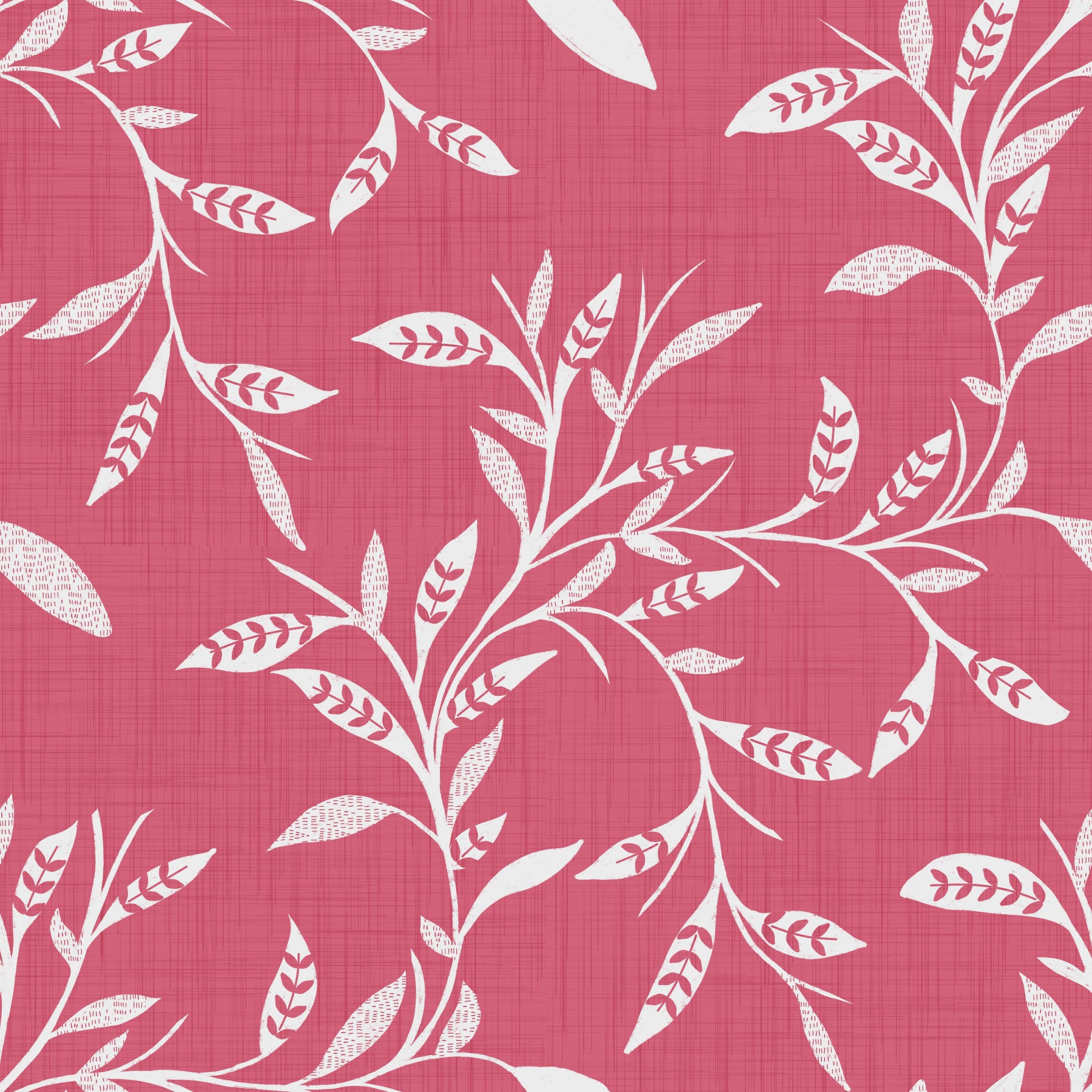 Cozy Scandi Folk Leaf Vine Rose Clay - Craft Blender Wallpaper⁠