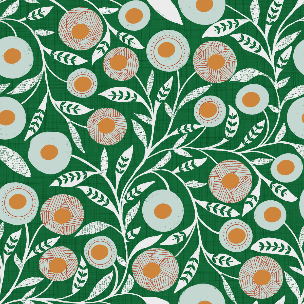 Cozy Scandi Folk Floral Olive Chartreuse - Craft Botanical Wallpaper⁠ in your room