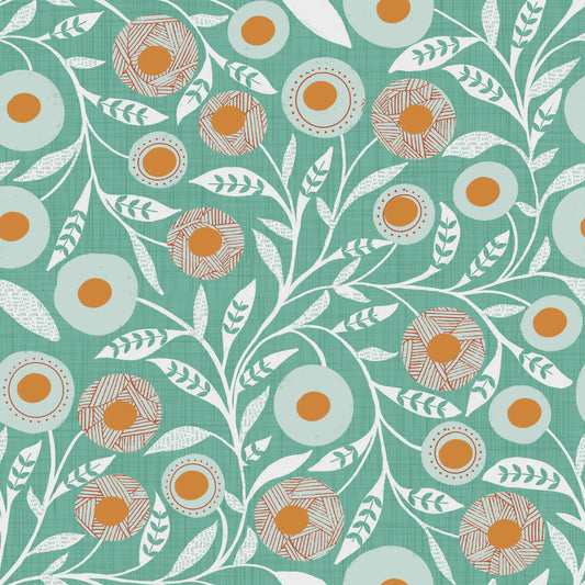 Cozy Scandi Folk Floral Sage Mint - Craft Botanical Wallpaper⁠