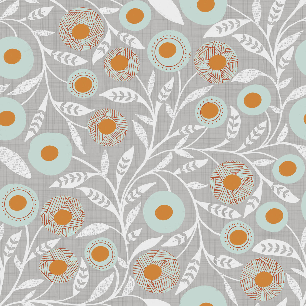 Cozy Scandi Folk Floral Warm Linen - Craft Botanical Wallpaper⁠ in your room