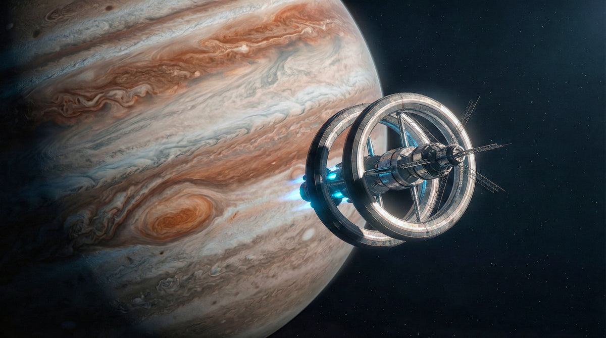 Cosmic Station Wall Mural in your room — zoomed