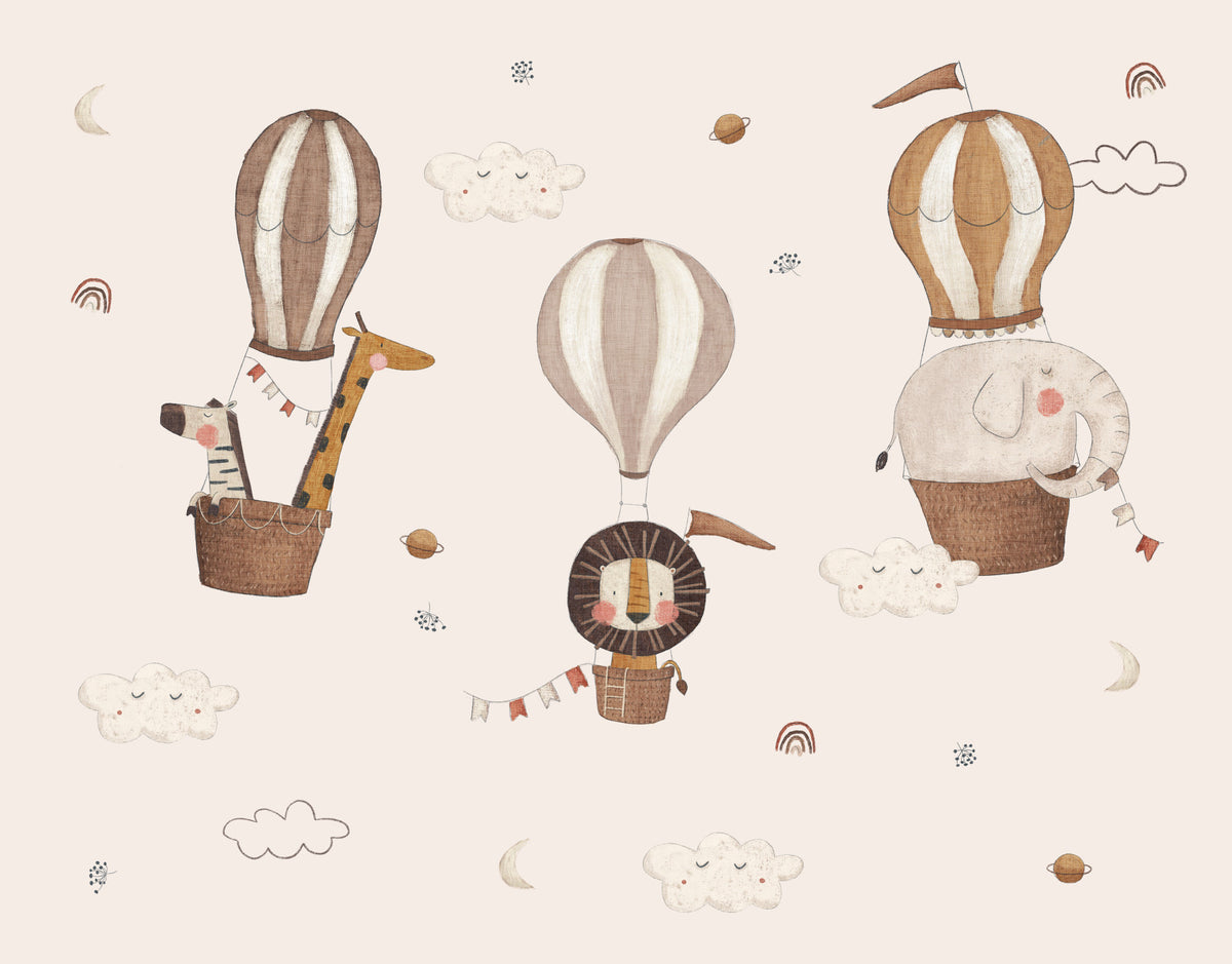 Safari Hot Air Balloons Nursery Wall Mural in your room