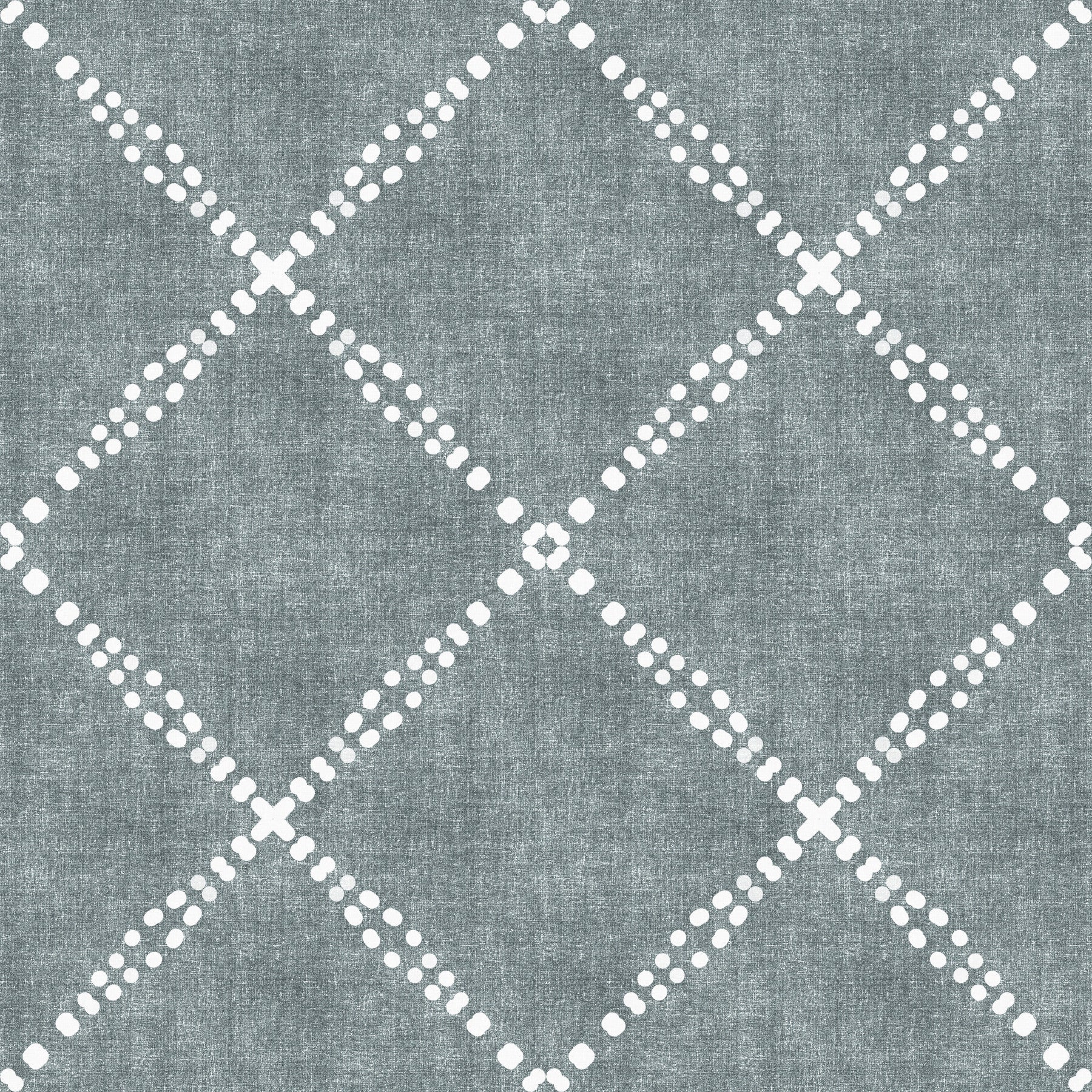 Boho Dotted Trellis Grunge Calming Blue Wallpaper⁠