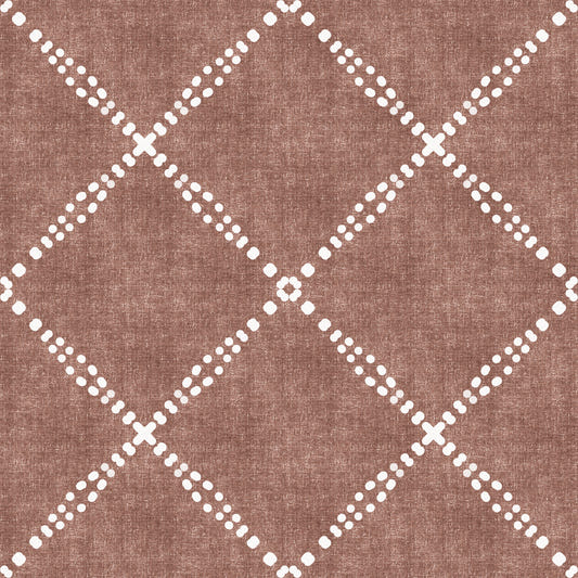 Boho Dotted Trellis Grunge Terracotta Red Wallpaper⁠