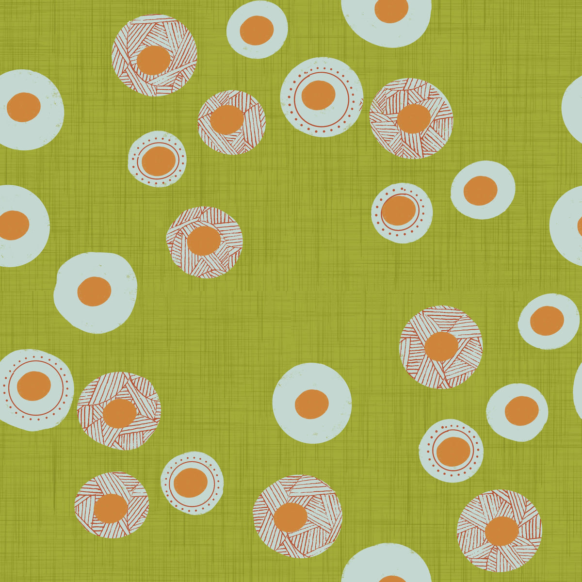 Cozy Scandi Folk Dot Floral Olive Chartreuse - Craft Circle Wallpaper⁠ in your room — zoomed