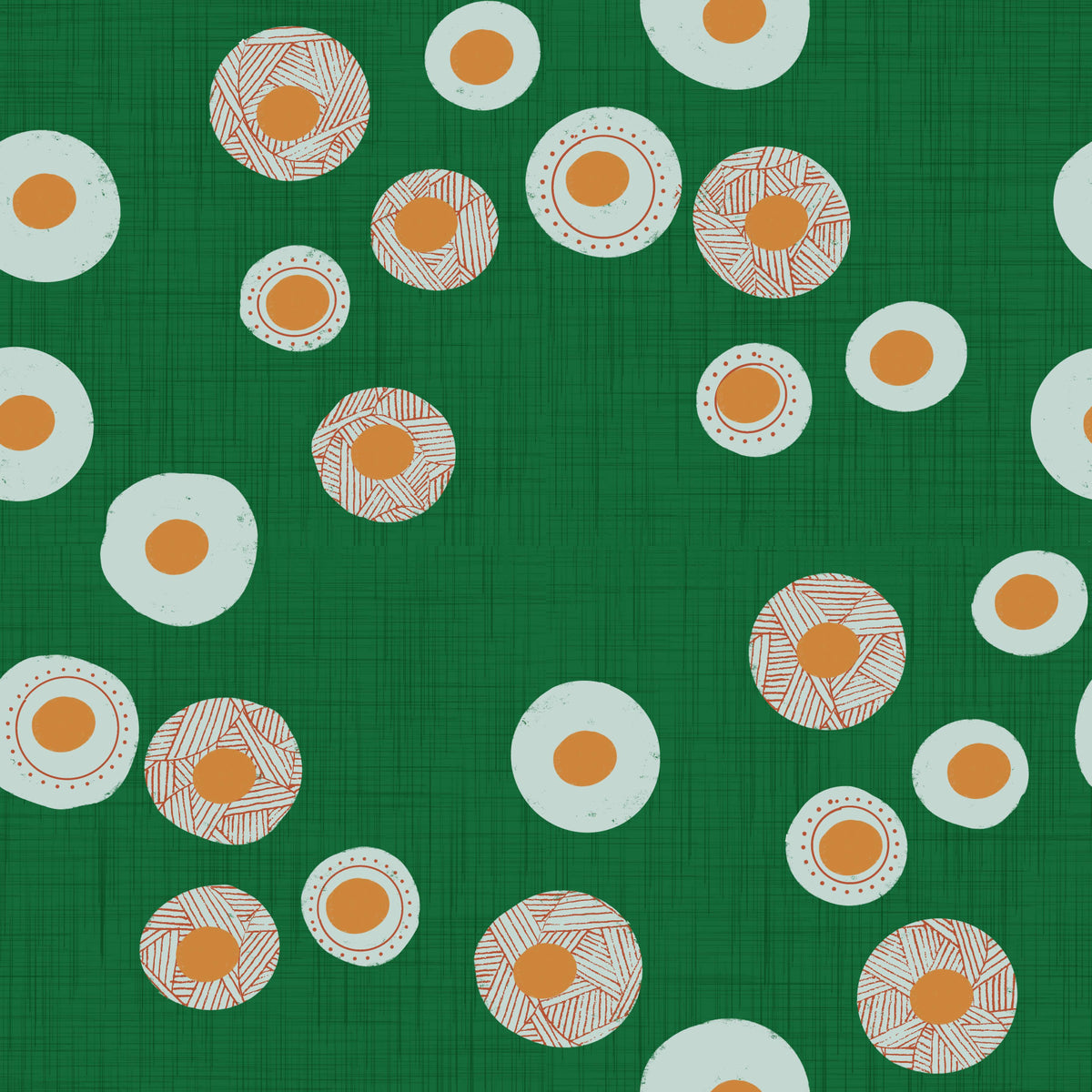 Cozy Scandi Folk Dot Floral Forest Green - Craft Circle Wallpaper⁠ in your room