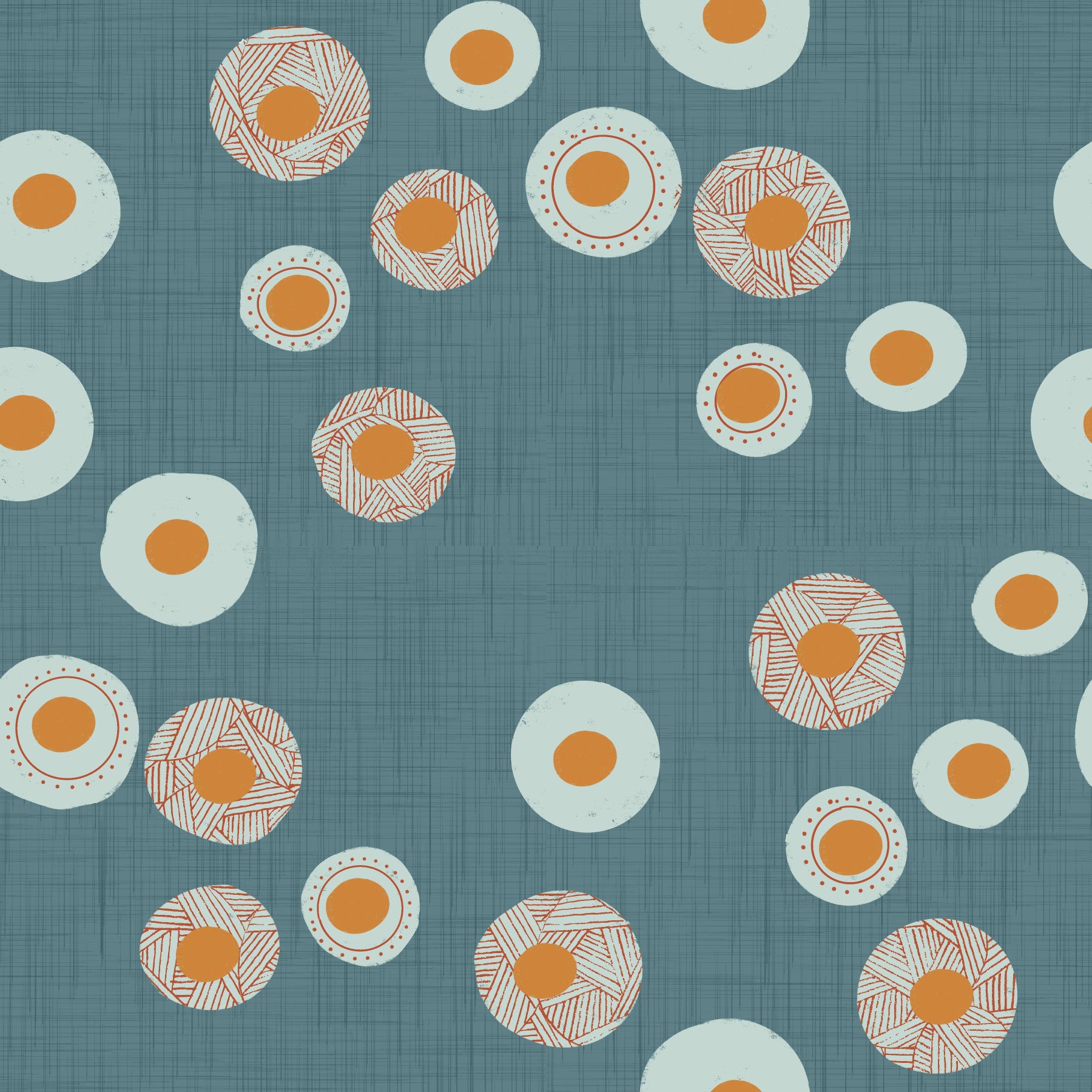 Cozy Scandi Folk Dot Floral Nordic Blue Grey - Craft Circle Wallpaper⁠