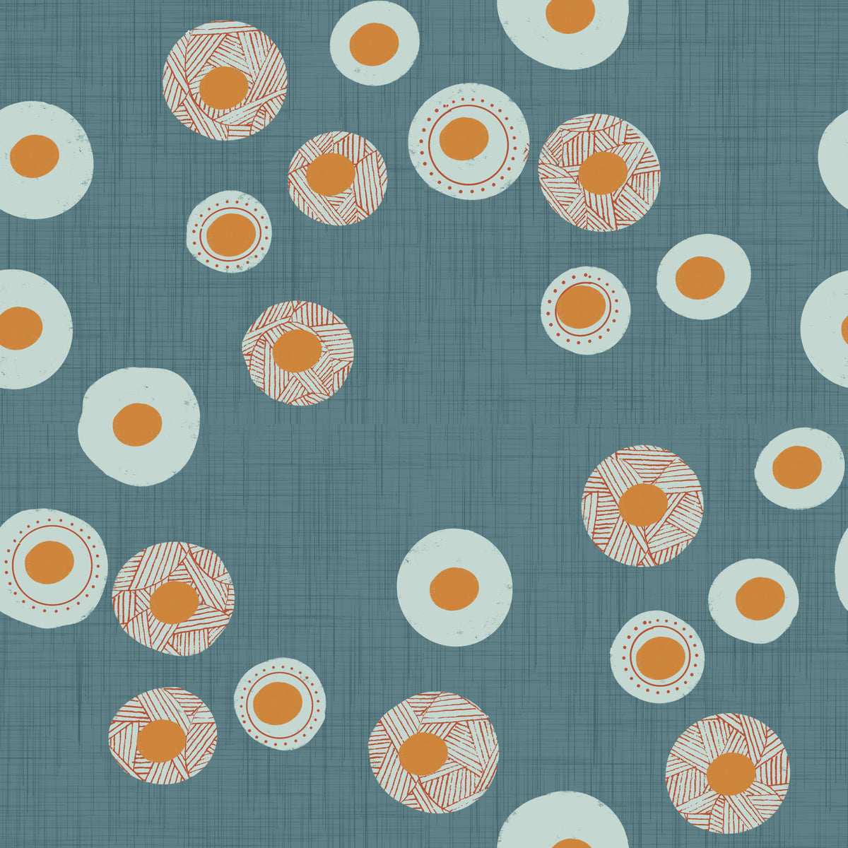 Cozy Scandi Folk Dot Floral Nordic Blue Grey - Craft Circle Wallpaper⁠ in your room