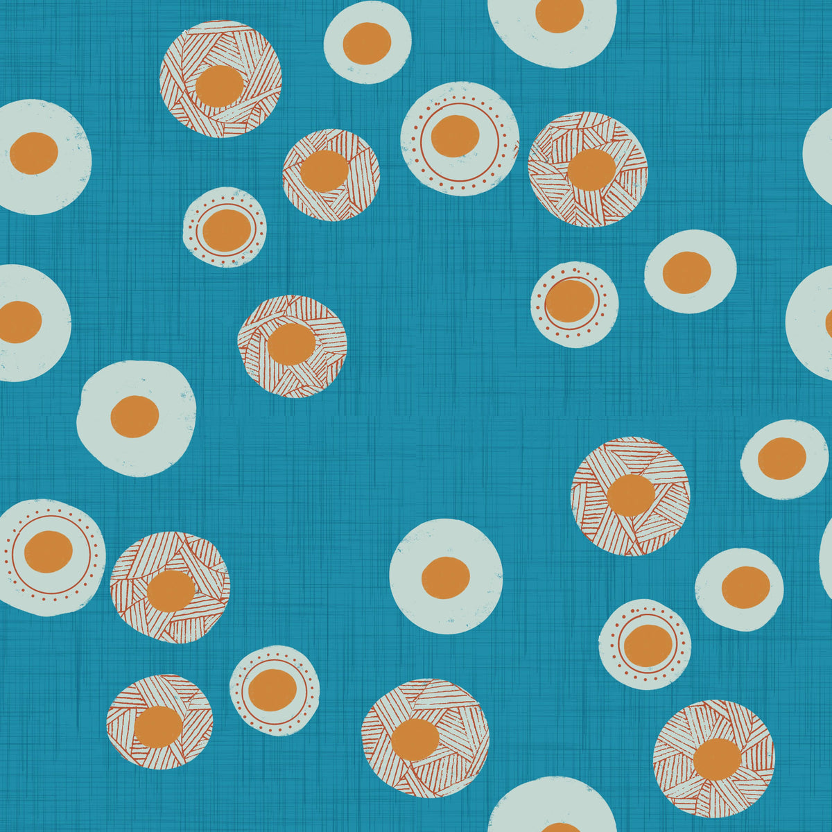 Cozy Scandi Folk Dot Floral Nordic Teal - Craft Circle Wallpaper⁠ in your room — zoomed