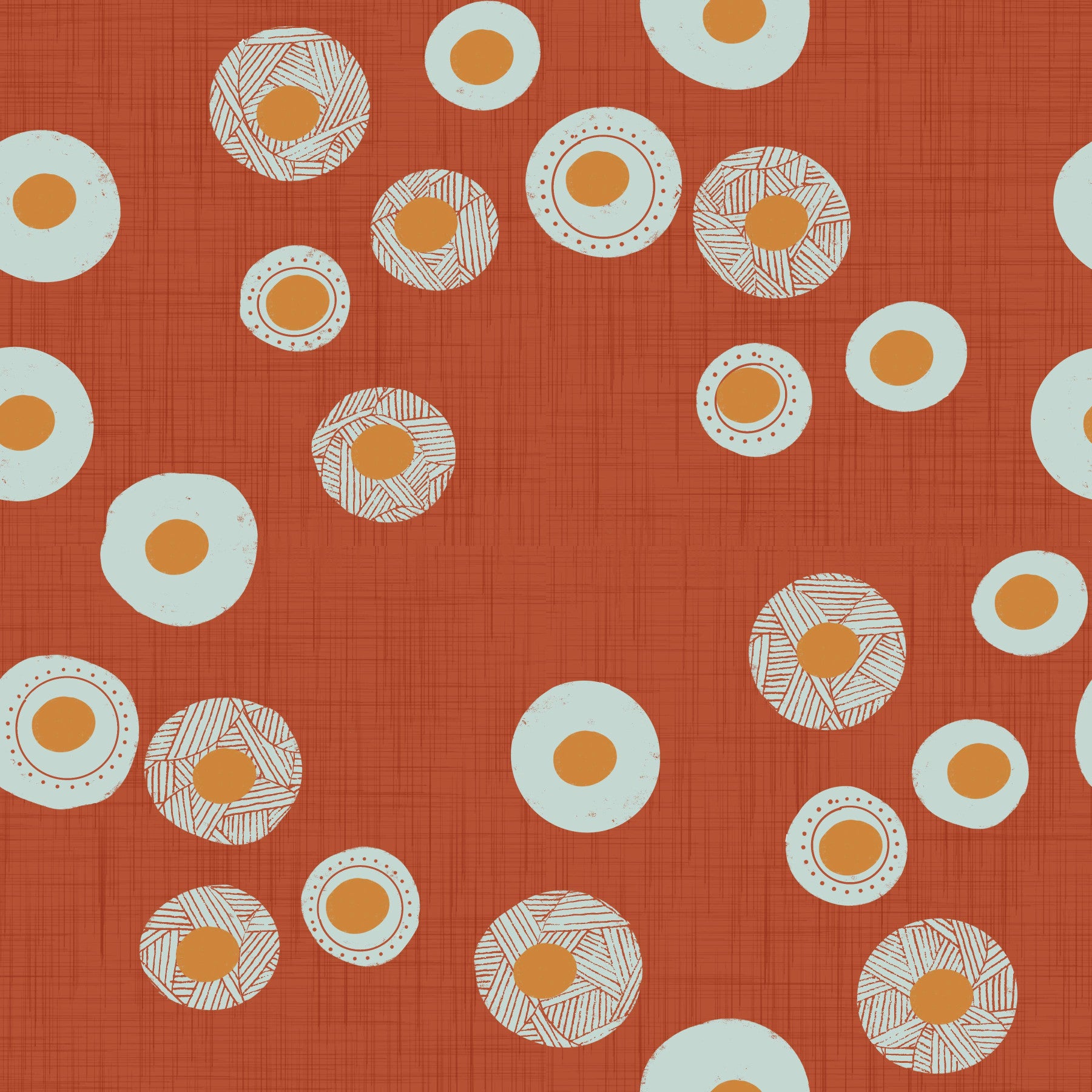 Cozy Scandi Folk Dot Floral Burnt Terracotta - Craft Circle Wallpaper⁠