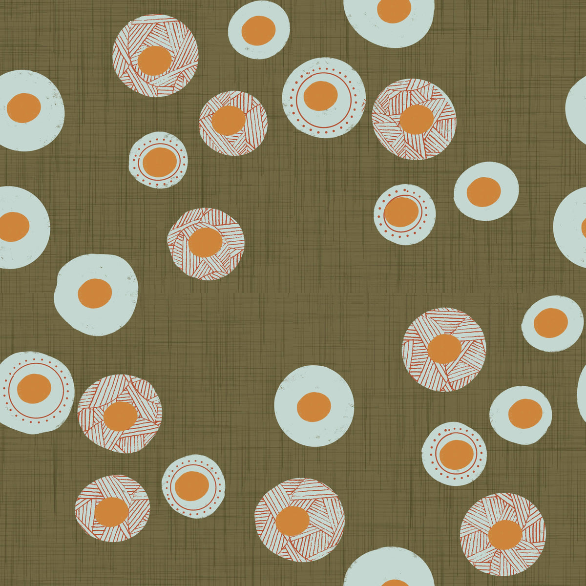 Cozy Scandi Folk Dot Floral Earthy Olive - Craft Circle Wallpaper⁠ in your room — zoomed