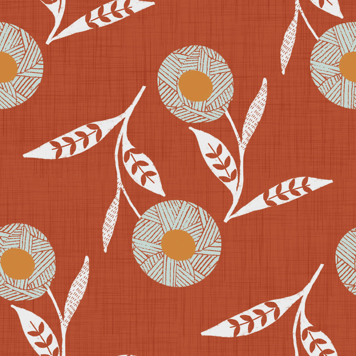 Cozy Scandi Flower  Burnt Terracotta - Craft Botanical Wallpaper⁠ in your room