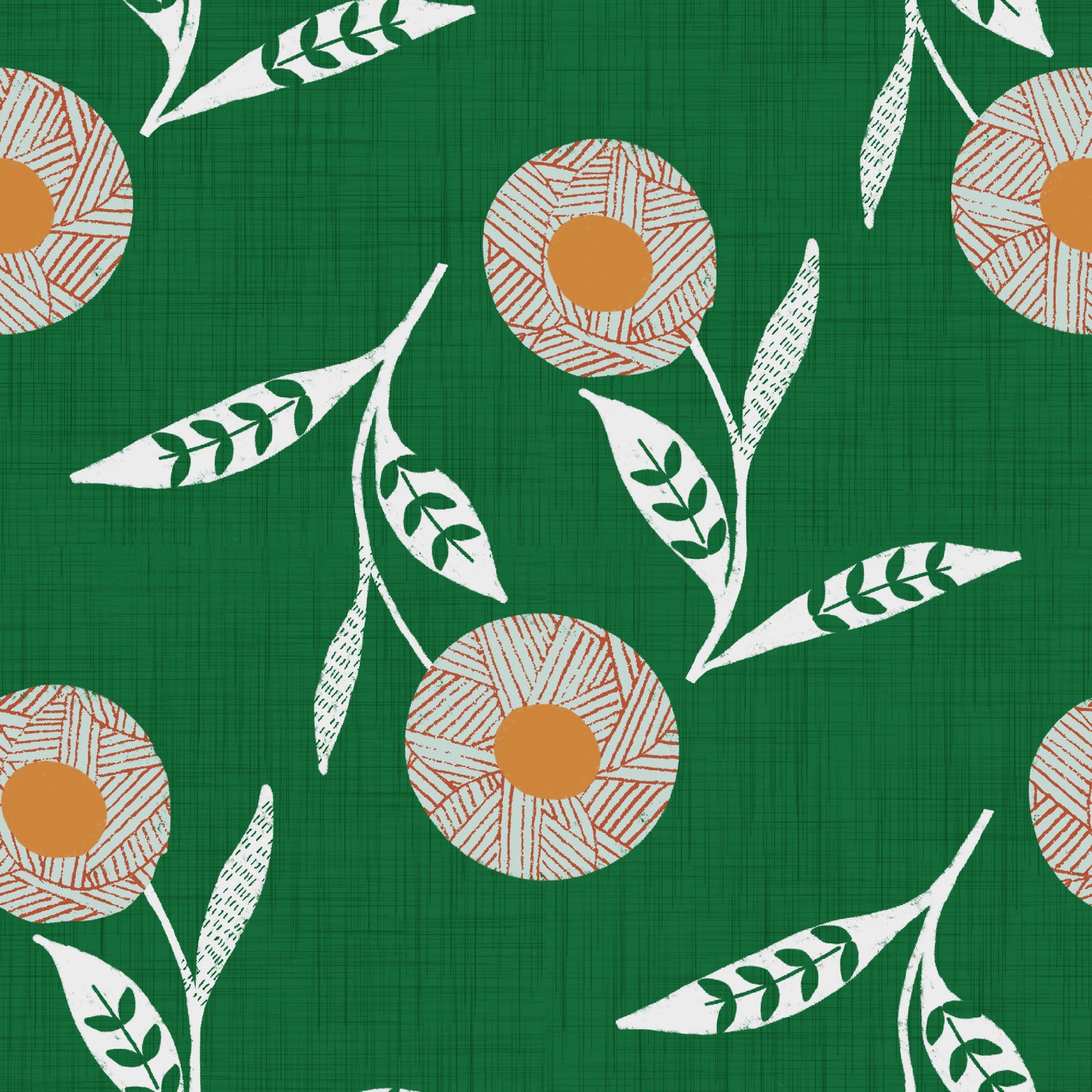 Cozy Scandi Flower Forest Green - Craft Botanical Wallpaper⁠