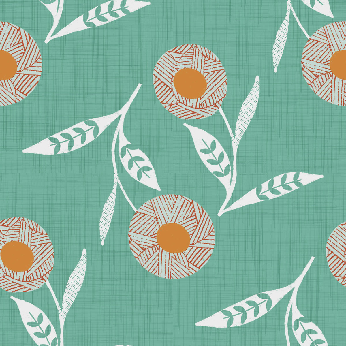 Cozy Scandi Flower Sage Mint - Craft Botanical Wallpaper⁠
