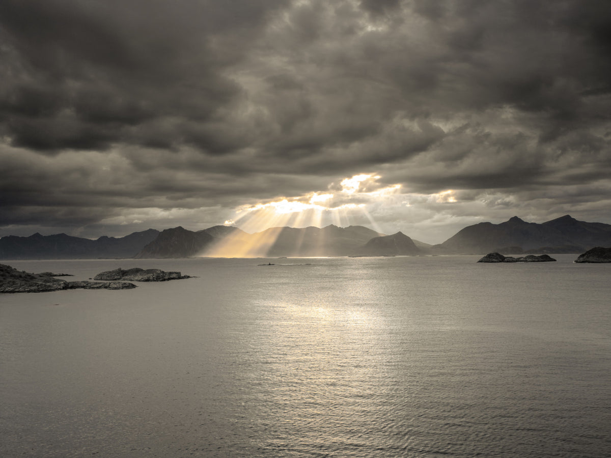 Sunset of Norwegian Fjord Wall Mural in your room — zoomed