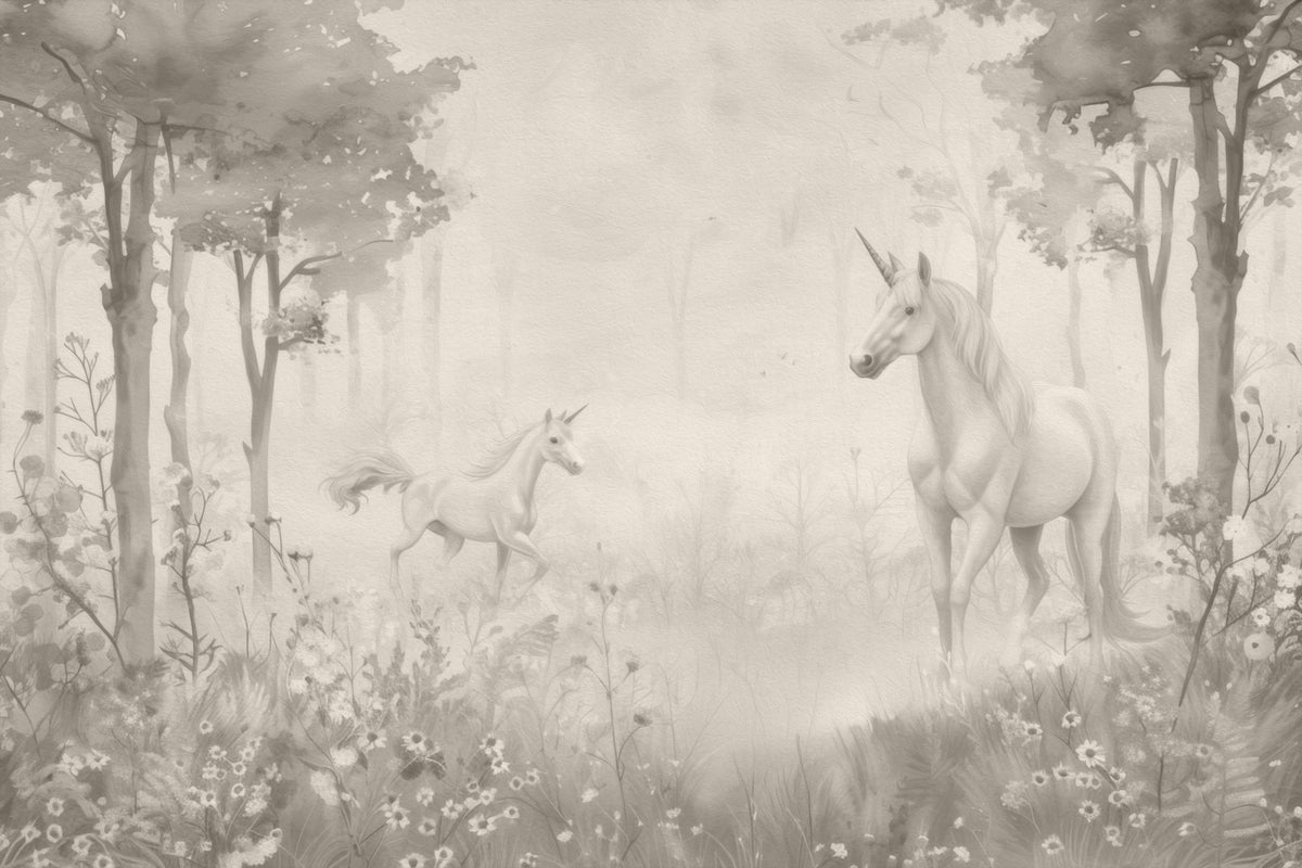 Unicorns in a Magical Dreamy Forest – Natural Wall Mural in your room