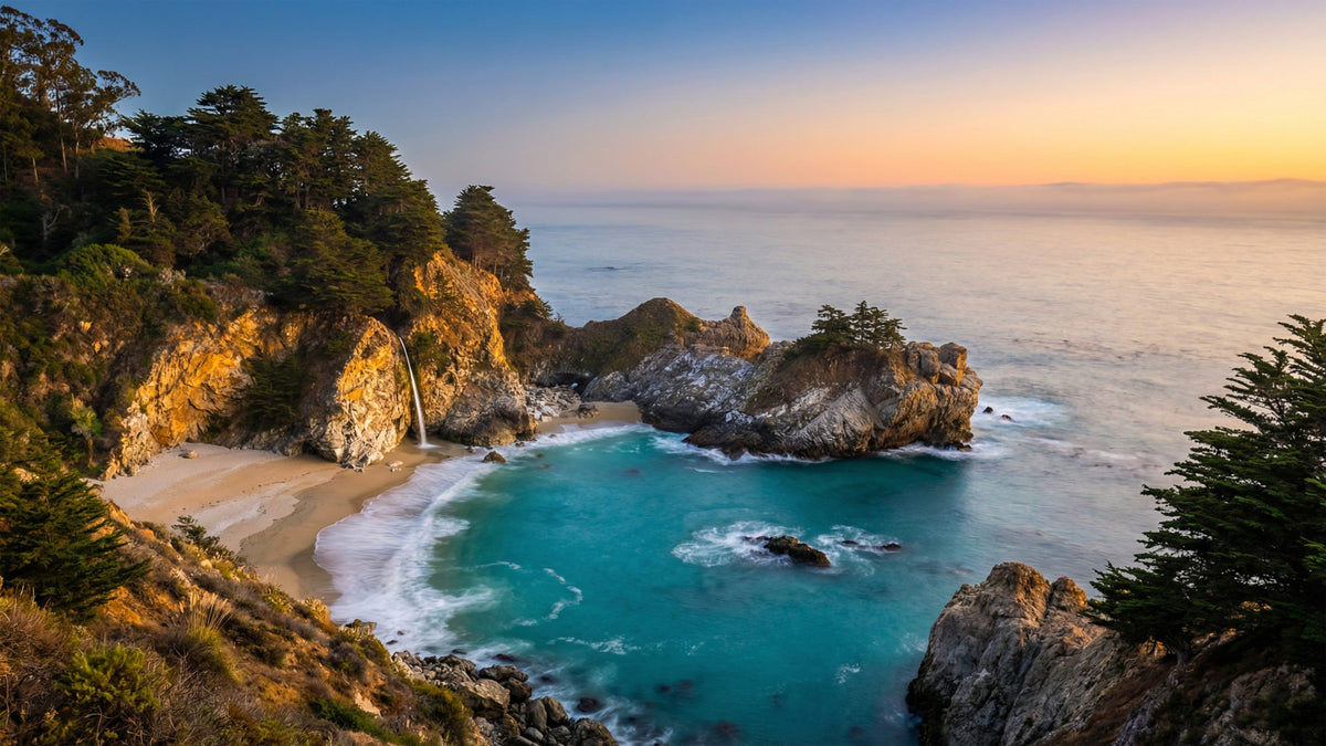 Golden Cove Wall Mural in your room — zoomed