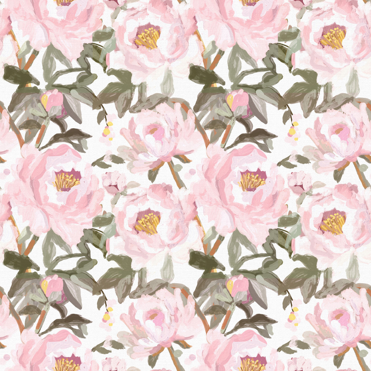 Vintage Oil Painted Pink Peonies with Soft Romantic Petals Wallpaper⁠ in your room — zoomed