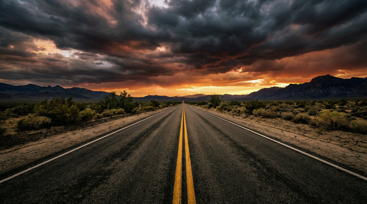 Desert Road Dusk Wall Mural in your room — zoomed