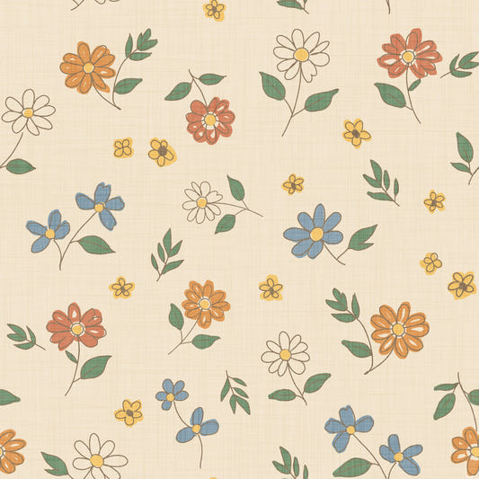 Country Scattered Floral Cream Granny Core Wallpaper⁠