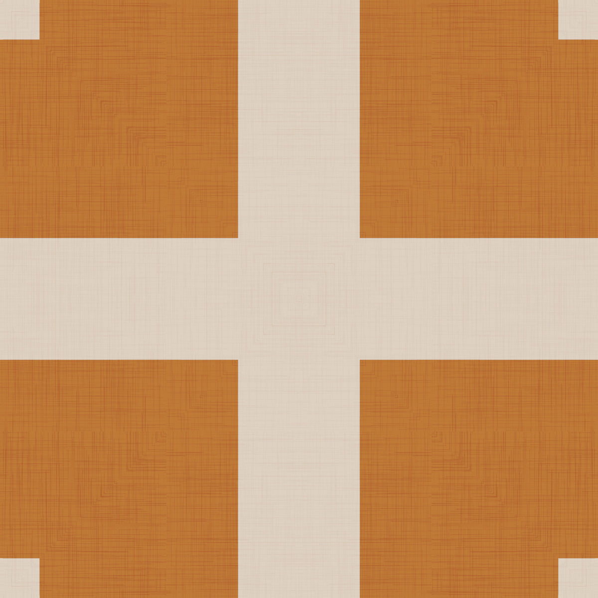 Geometric Grid Blocks Terracotta Cream Wallpaper⁠ in your room — zoomed