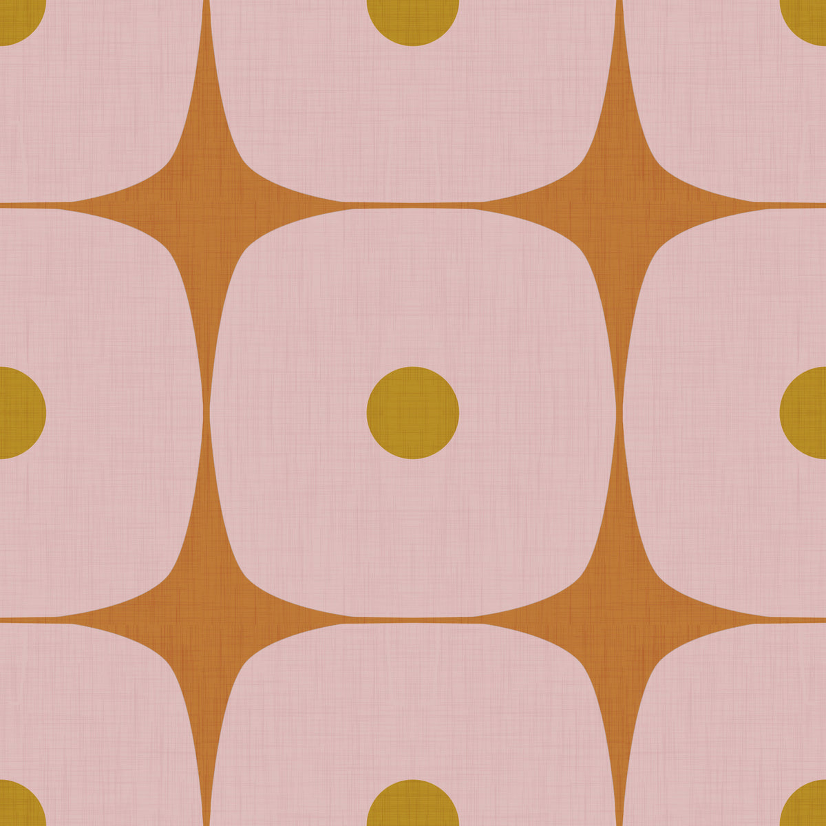 Mid Century Modern Geometric Squares with Dots Pink Mustard Terracotta Wallpaper⁠ in your room