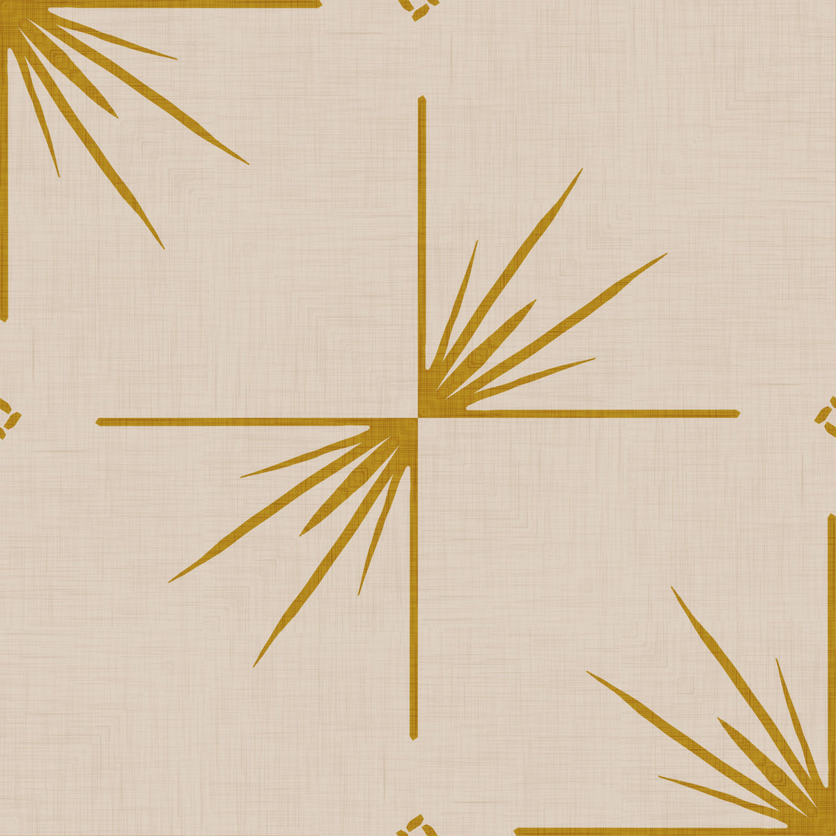 Mid Century Modern Starburst Cross Mustard Cream Wallpaper⁠ in your room