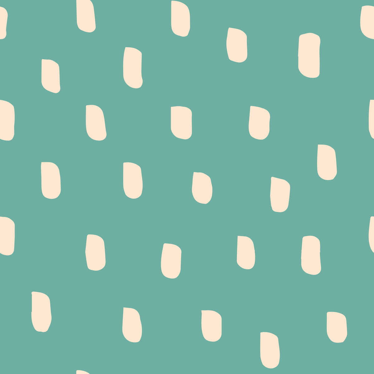Mid Mod Wildflower Dots - Teal Beige Wallpaper⁠ in your room — zoomed