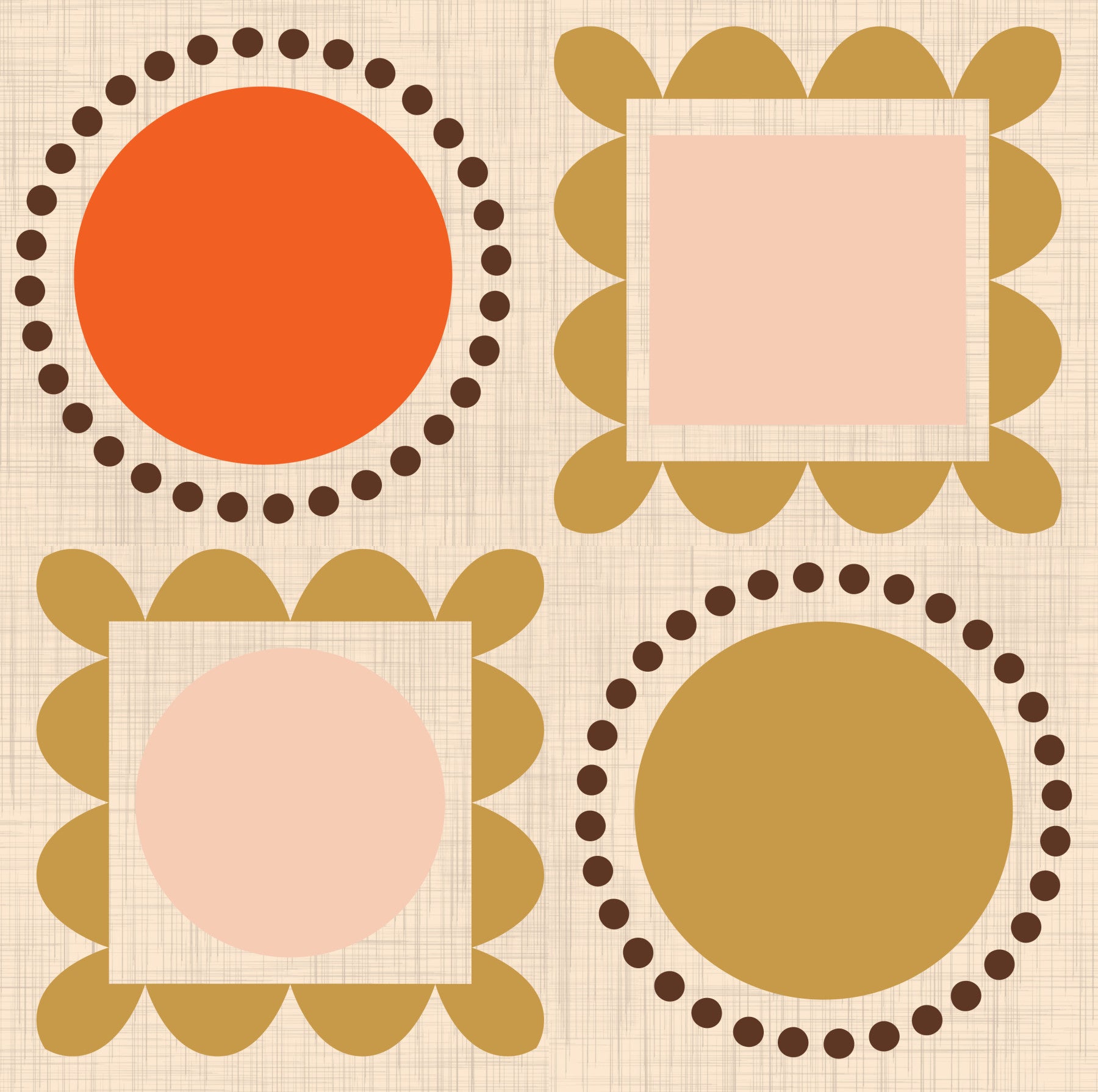 Mid Mod Pictures Frames - Beige Pink Ocher Wallpaper⁠