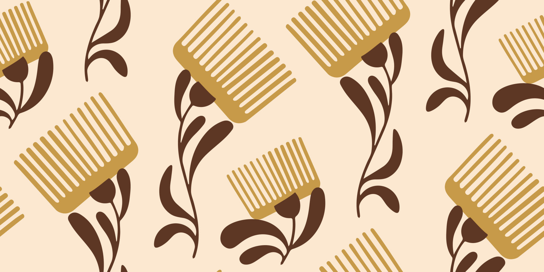 Mid Mod Wildflower Comb - Beige Chocolate Wallpaper⁠