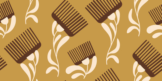 Mid Mod Wildflower Comb - Beige Ocher  Wallpaper⁠