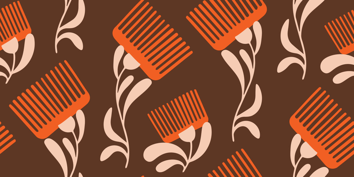 Mid Mod Wildflower Comb - Chocolate Terracotta Wallpaper⁠