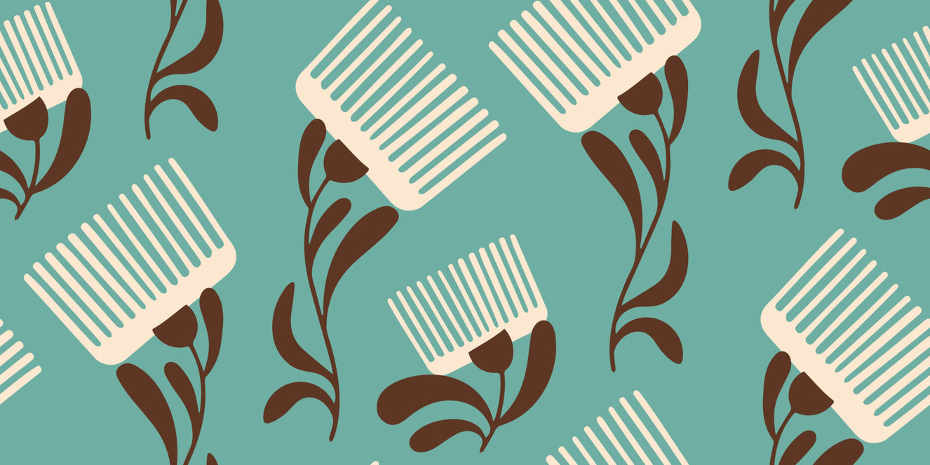 Mid Mod Wildflower Comb - Teal Beige  Wallpaper⁠