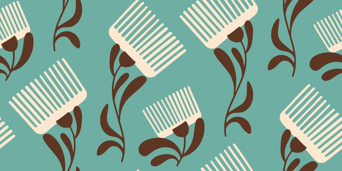 Mid Mod Wildflower Comb - Teal Beige  Wallpaper⁠ in your room — zoomed
