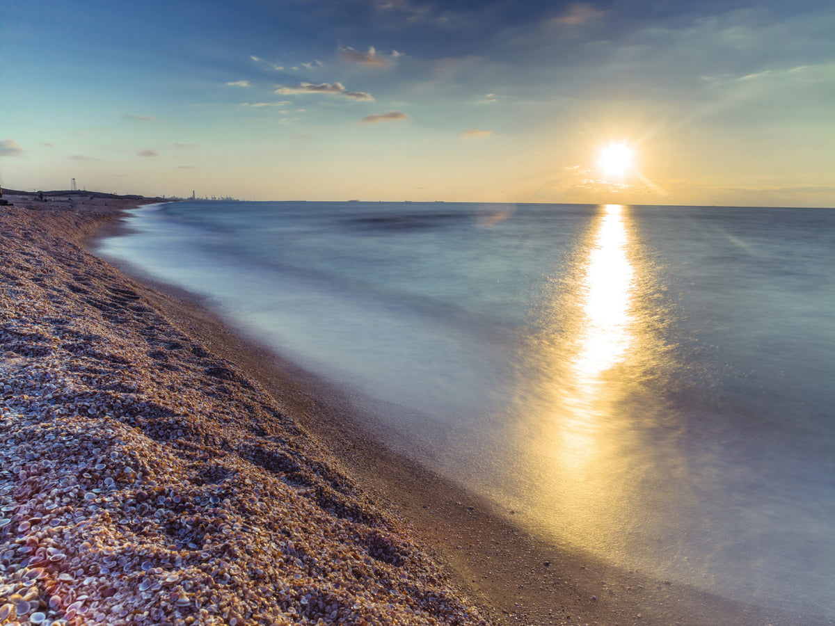 Golden Hour Shores Wall Mural in your room — zoomed