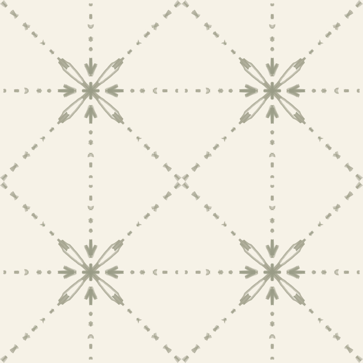 Sashiko Hana-Goshi - Latticed Flower Stitch Sage Wallpaper⁠ in your room