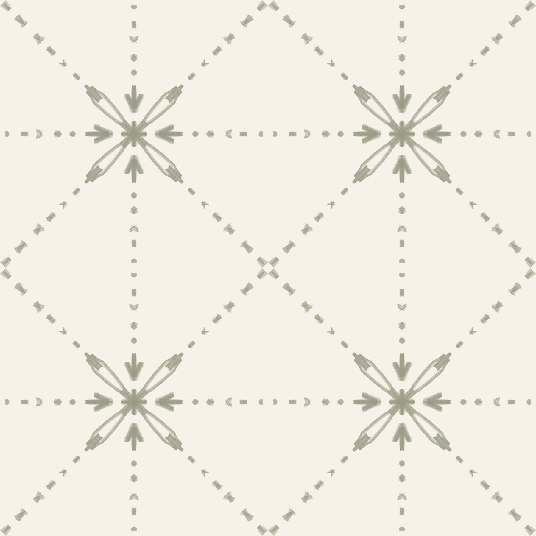 Sashiko Hana-Goshi - Latticed Flower Stitch Sage Wallpaper⁠