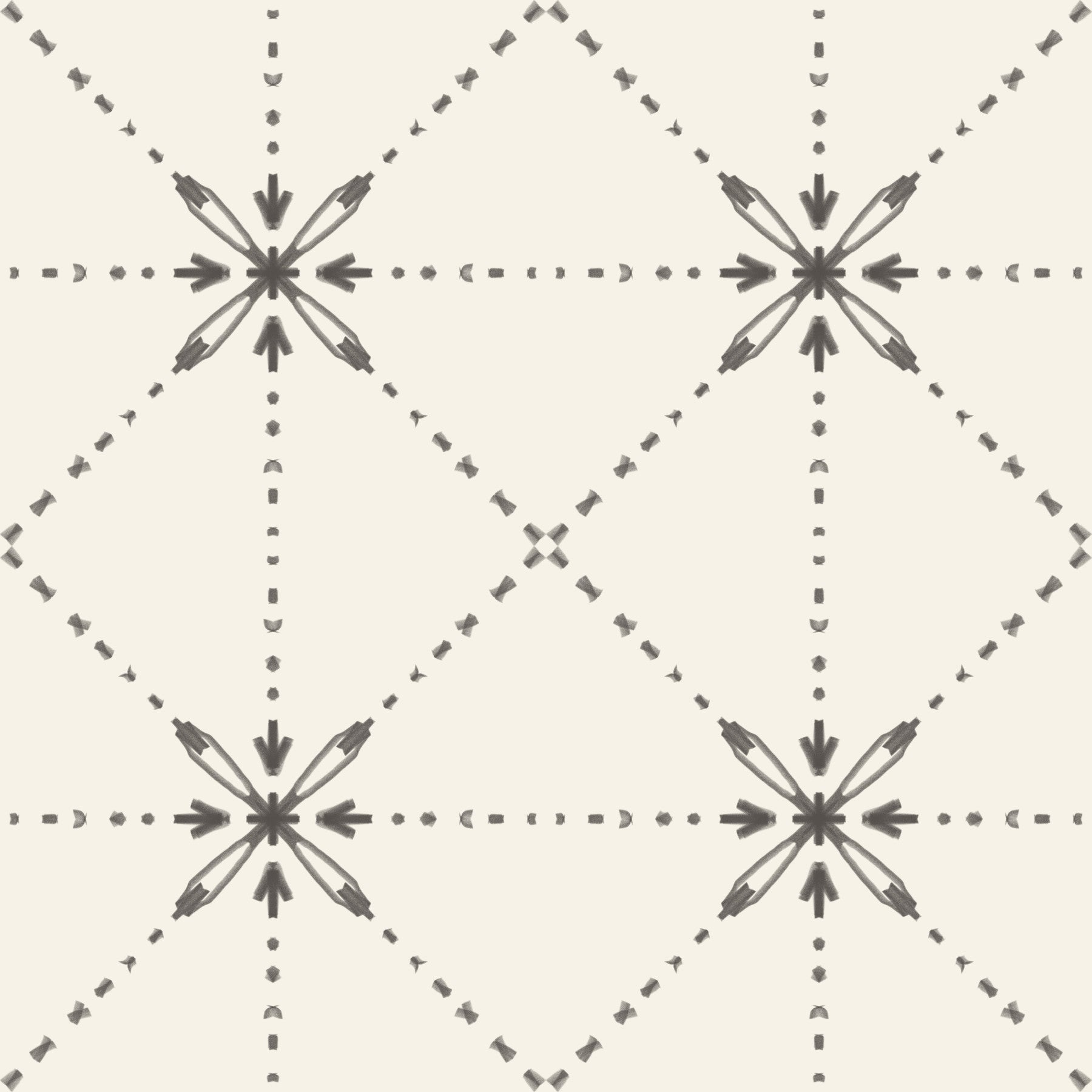 Sashiko Hana - Goshi - Latticed Flower Stitch Silhouette Wallpaper⁠
