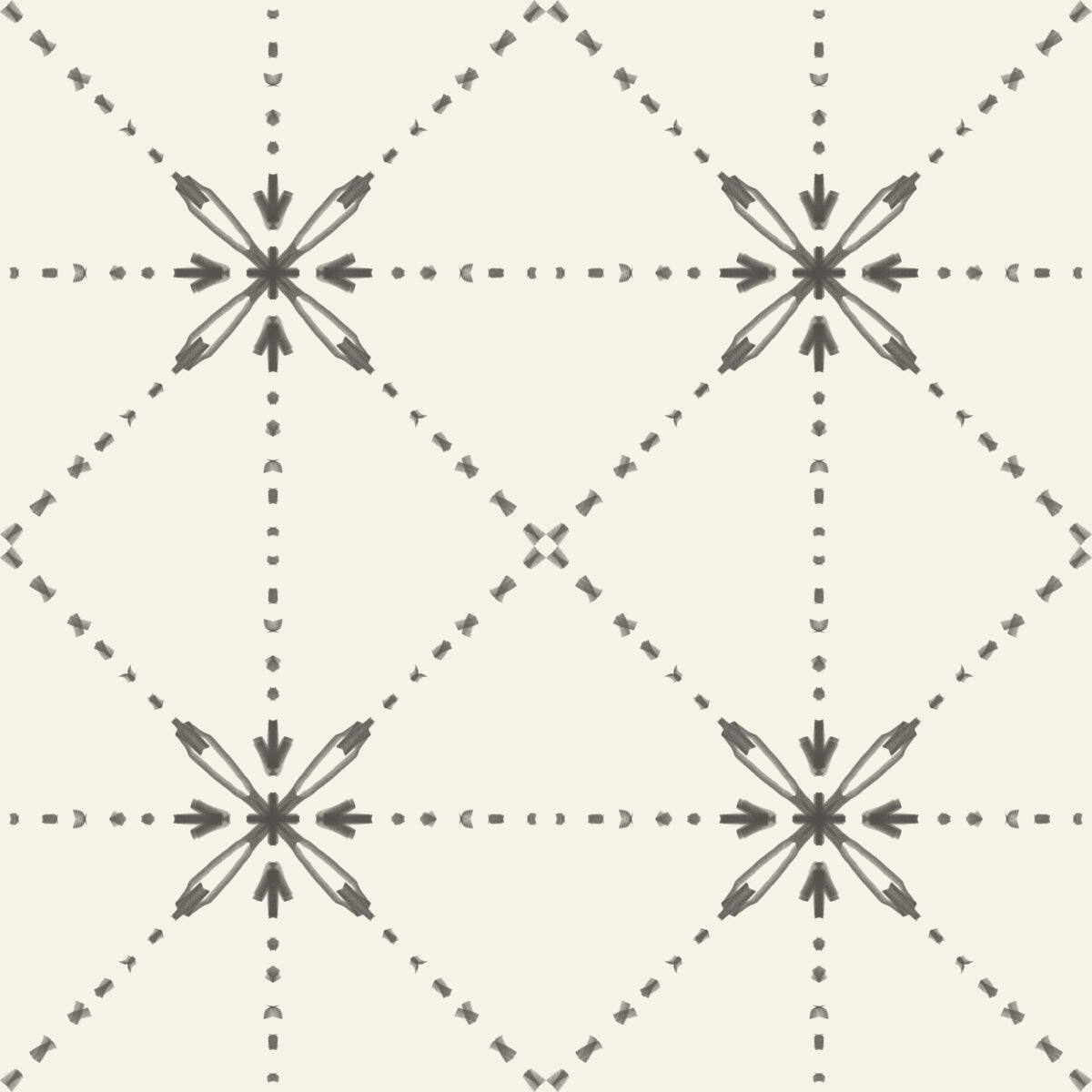 Sashiko Hana-Goshi - Latticed Flower Stitch Silhouette Wallpaper⁠