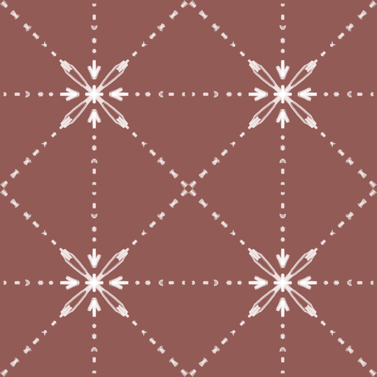 Sashiko Hana-Goshi - Latticed Flower Stitch On Terracotta Wallpaper⁠ in your room