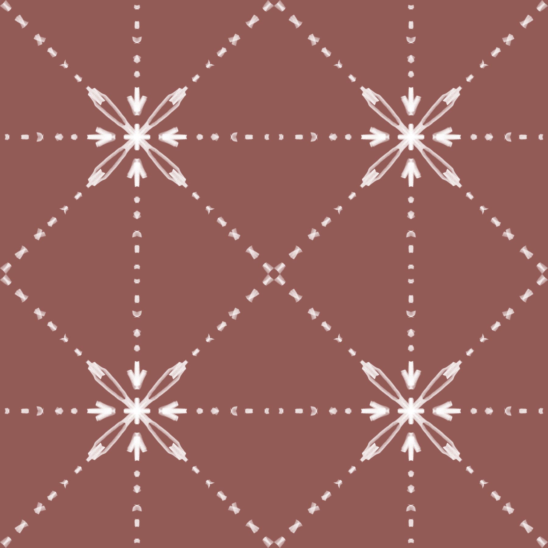 Sashiko Hana-Goshi - Latticed Flower Stitch On Terracotta Wallpaper⁠
