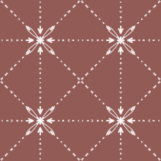 Sashiko Hana-Goshi - Latticed Flower Stitch On Terracotta Wallpaper⁠