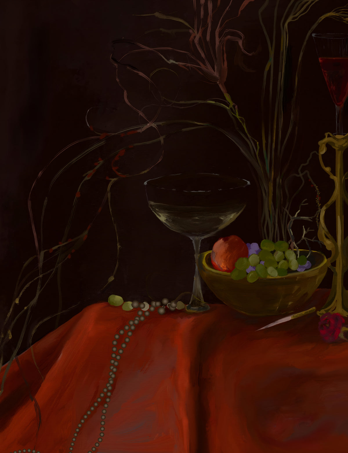 Moody Vintage Baroque Still Life Art Wall Mural in your room