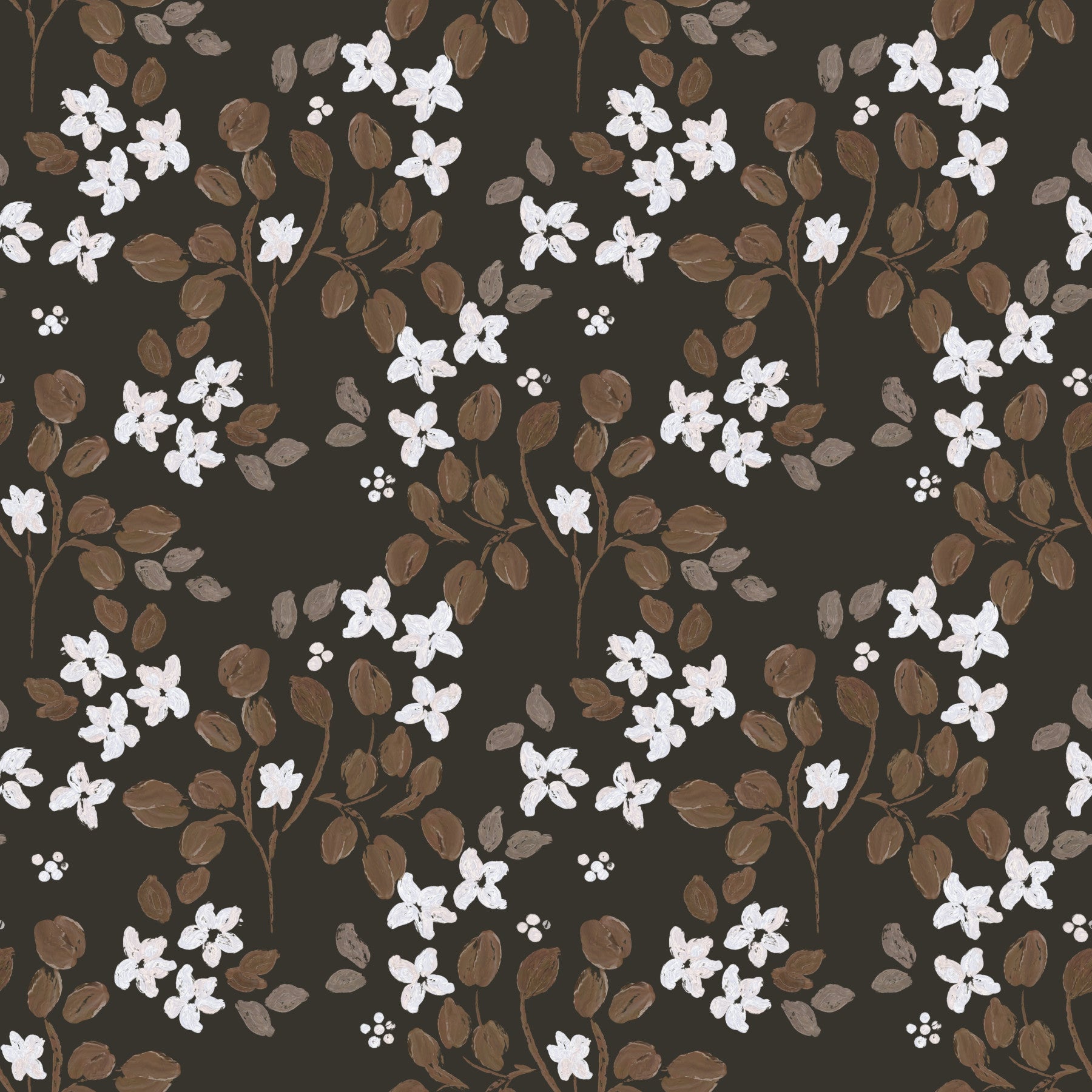 Rustic Bloom Small white oil painted flowers Wallpaper⁠