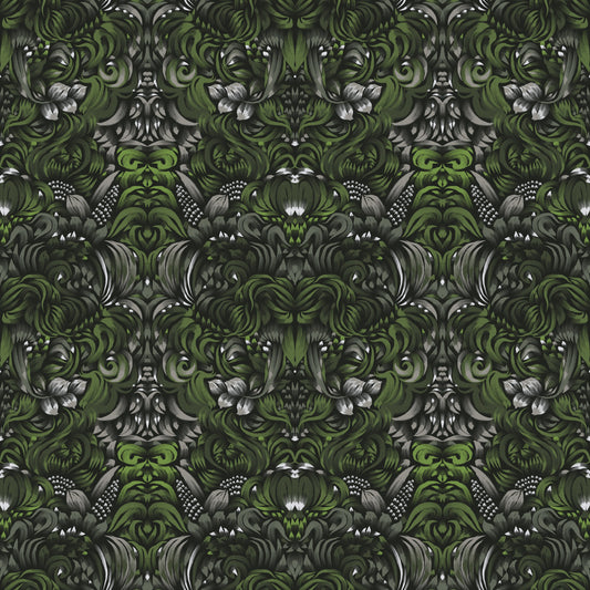 Verdant Damask Jungle Tapestry style Green Forest Wallpaper⁠