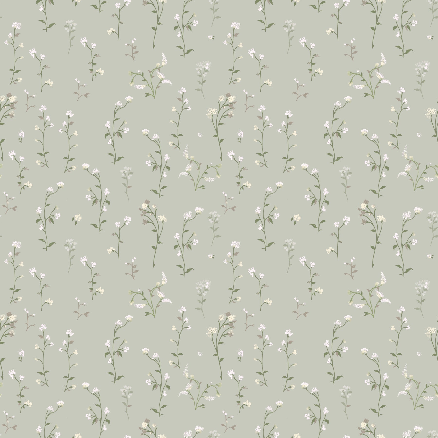 Soft Floral Meadow cottagecore white flowers Wallpaper⁠