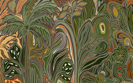 Arboreal Reverie Jungle Palm Grove Tropical Abstract Wall Mural