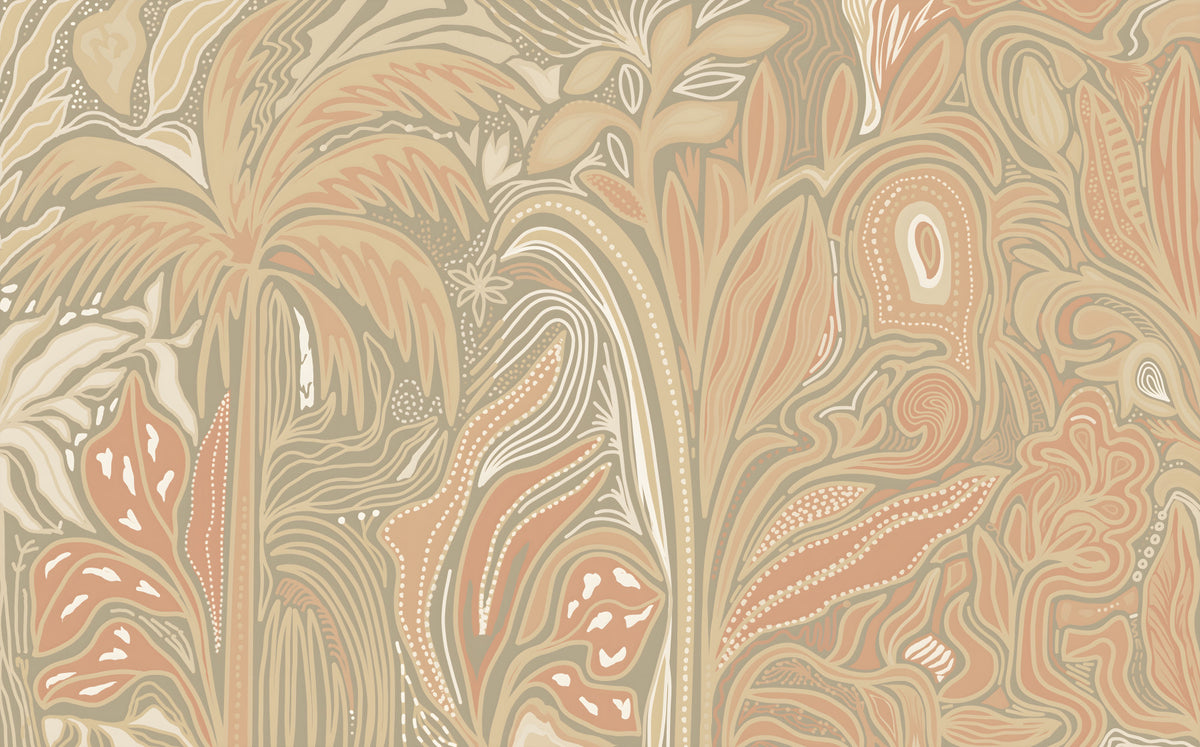Earthy Warm Tones Jungle Rustic Abstraction Wall Mural in your room
